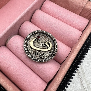 Brooche vintage para mujeres, árabe "و" letra bronce zircón piedra joyería hecha a mano, regalo para mamá, pin retro, clips boho, broches indios