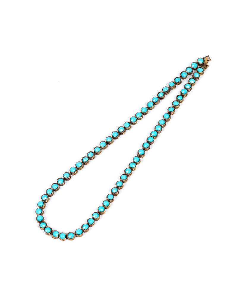 Vintage Tennis Necklace and Bracelet Jewelry Set,turquoise Gemstone