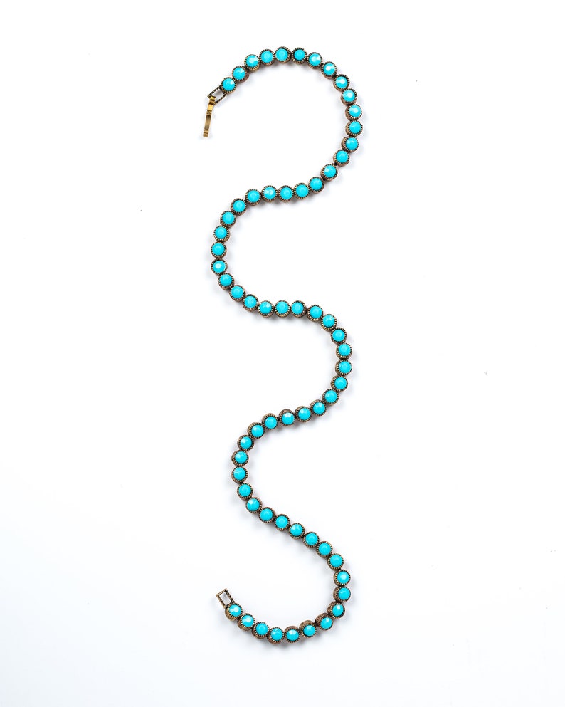 Vintage Tennis Necklace and Bracelet Jewelry Set,turquoise Gemstone