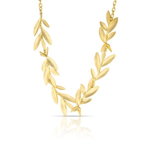 Olive Branch Necklace, Earrings, Jewelry Sets for Women, Matte Gold Plated, Vintage, Handmade Earrings, Handmade Necklace Retro İndian Leaf image 3