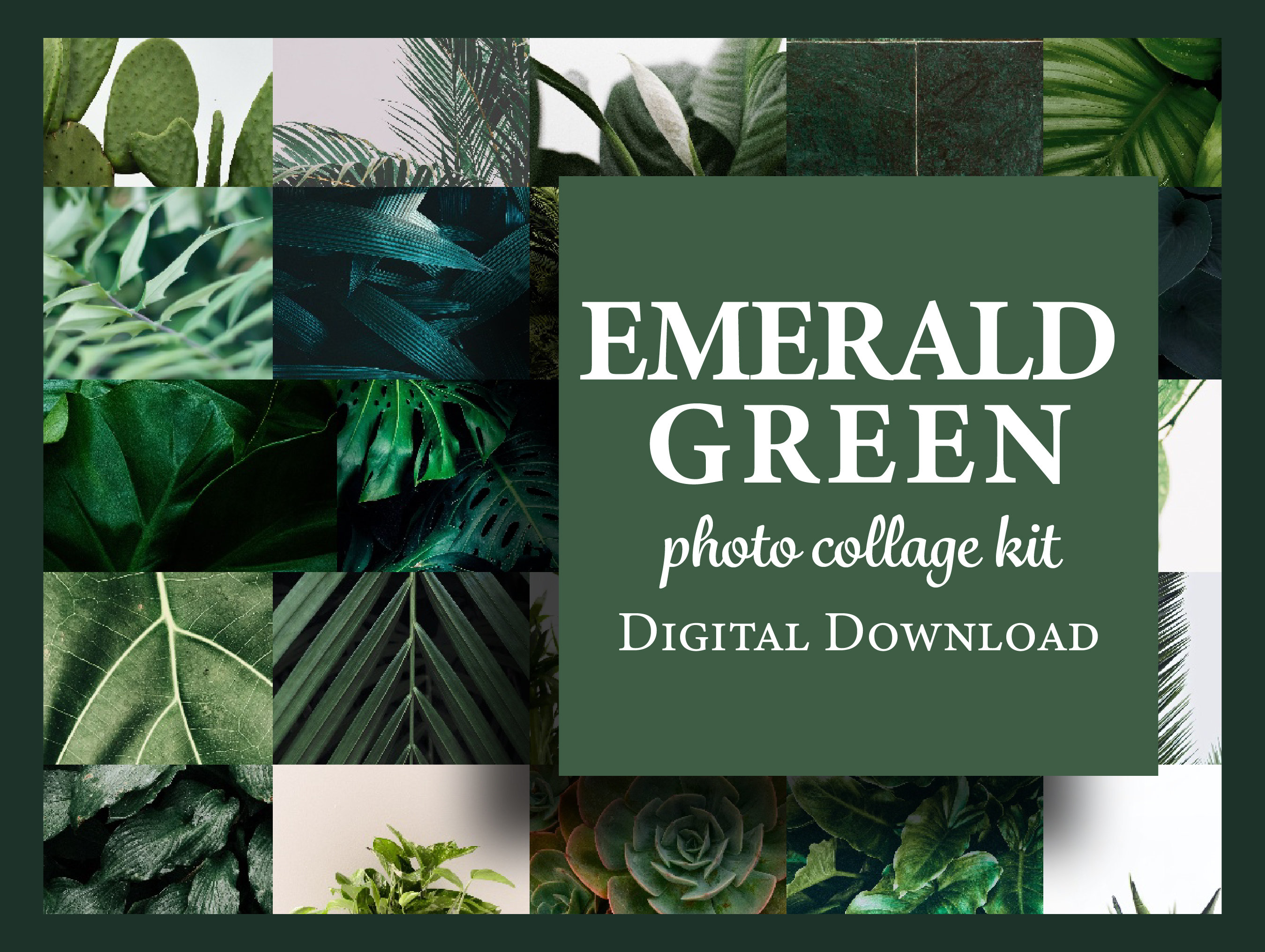 Aesthetic Emerald Green Collage Kit | Downloadable Photo Wall | Dorm ...