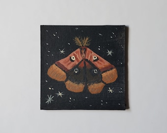 polyphemus moth painting | mini art panel | original painting