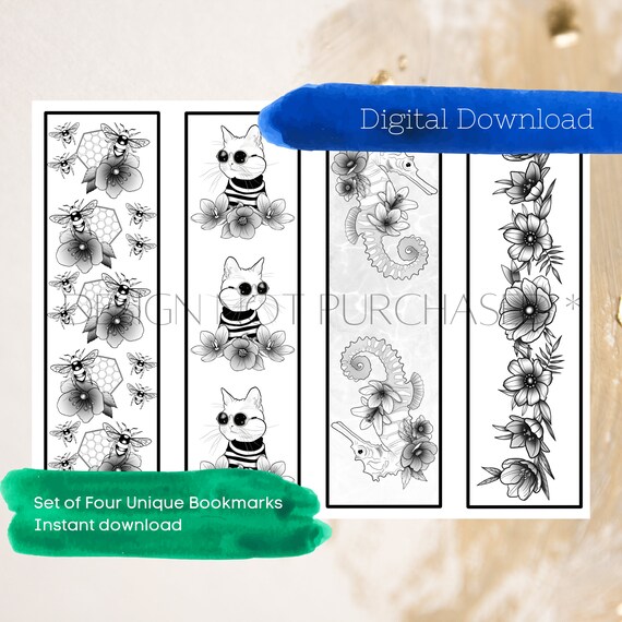Printable Bookmarks Template Printable Bookmarks Set | Etsy