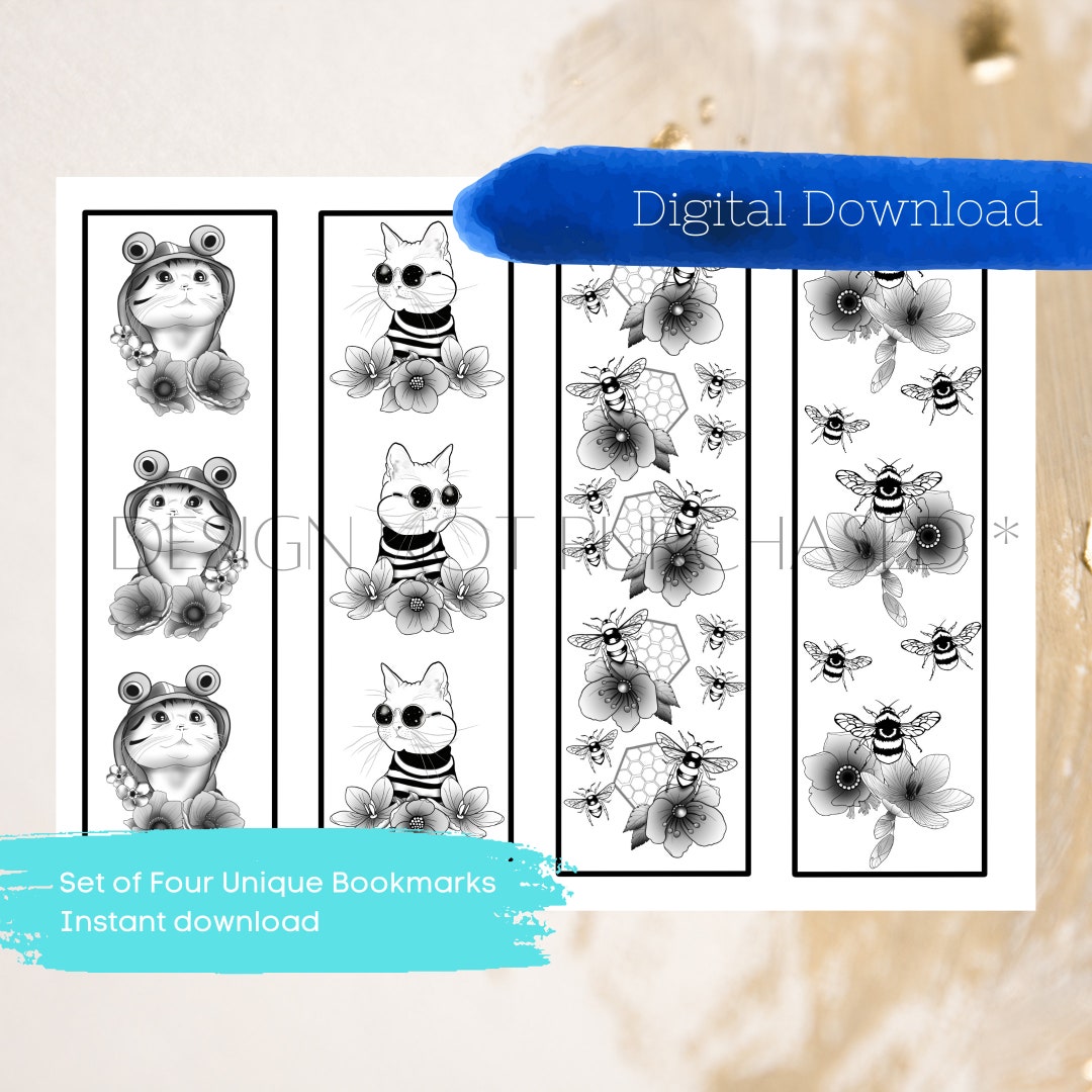 Printable Bookmarks Template, Printable Bookmarks Set, Bookmarks ...