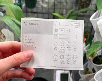 PLANT CARE Instruction Card, DIGITAL Care Card, Printable Plant Care Tag, Plant Sitter Gift, Plant Planner, Guide, Houseplant Garden Labels