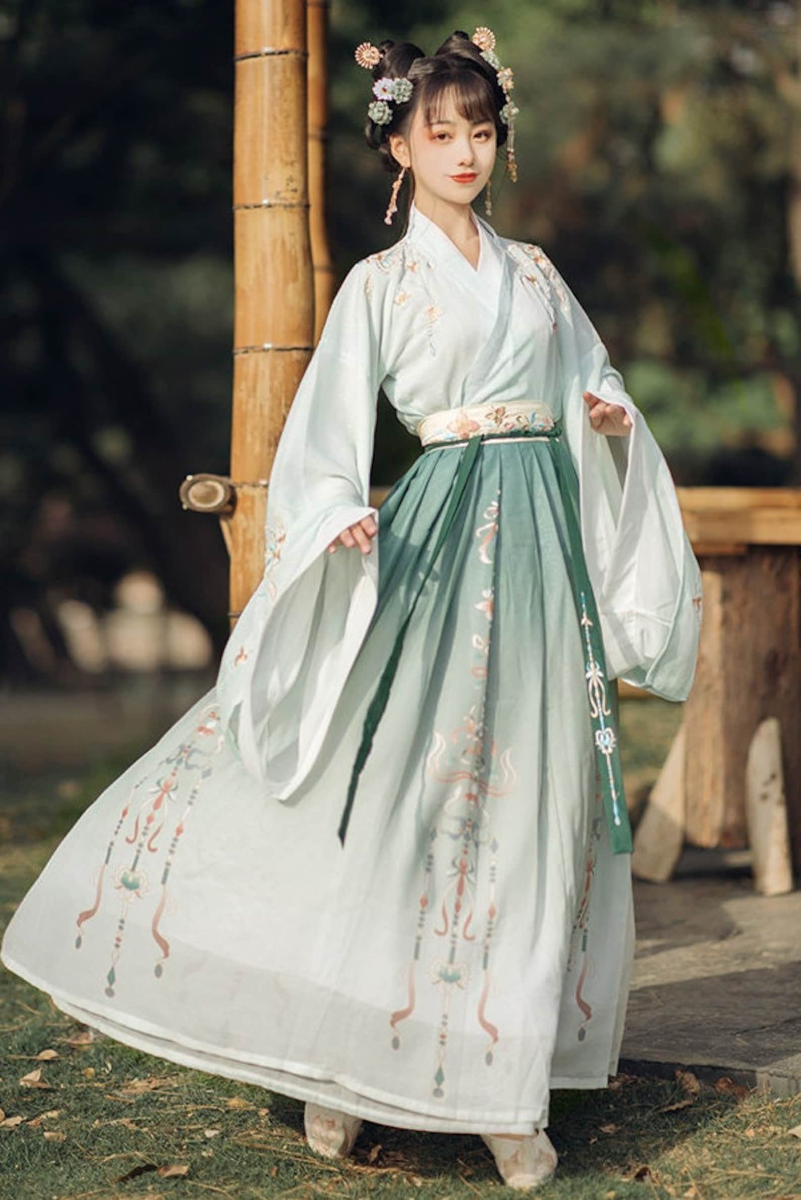 Hanfu Dress Green and Pastel Pink/blue Traditional Chinese Etsy