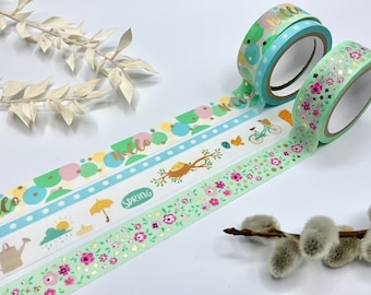 Washi Tape Samples - Ostern - Frühling - Pastell - Schrift - Gold - Blumen