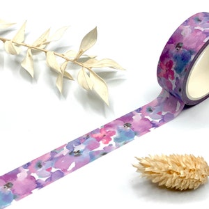 Washi Tape Samples - Lila Blumen Aquarell / Wasserfarbe