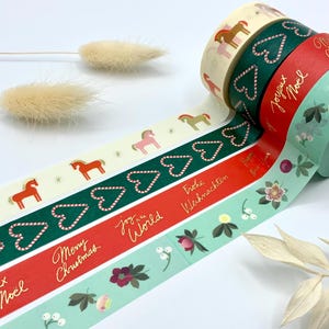 Washi Tape Sample Karten - Weihnachten / Winter Motive - Rico Design / Paper Poetry - Schrift - Blumen - Herzen - Zuckerstangen