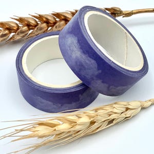 Washi Tape in Aquarelloptik - ganze Rolle 5 Meter - 1,5 cm Breite - Wolken