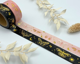 Washi Tape Samples - Motten mit goldenen Details