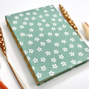 Notebook / sketchbook with fabric cover - hardcover - kraft paper - flowers