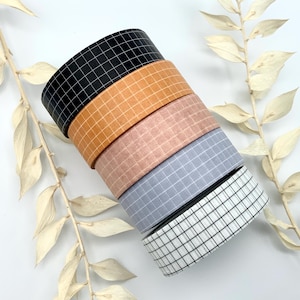 Washi Tape Rollen - Karo Muster - Neutrale Farben / Warme Farben