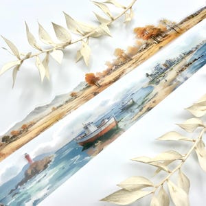 Washi Tape Samples / transparentes Klebeband / PET Tape auf Trägerfolie - Herbstwald und Strandlandschaft