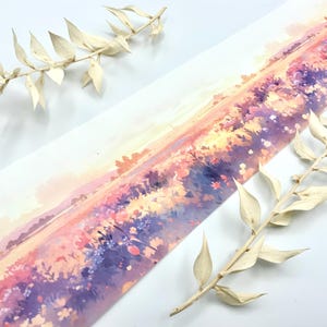 Washi Tape Sample auf Trägerpapier - Blumenwiese Lila / Rosa
