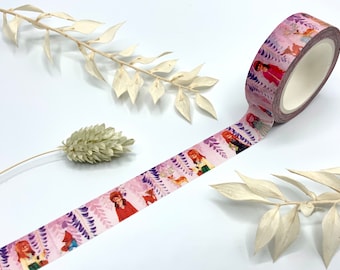 Washi Tape Samples - Mädchen / Frauen mit Blumen und Rehen