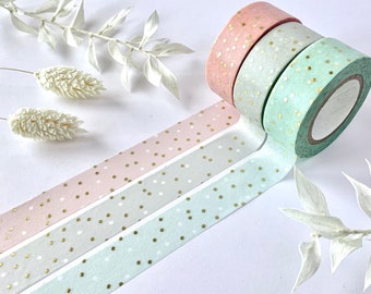 Washi Tape Samples - Pastellfarben mit goldenen Punkten - Rico Design / Paper Poetry