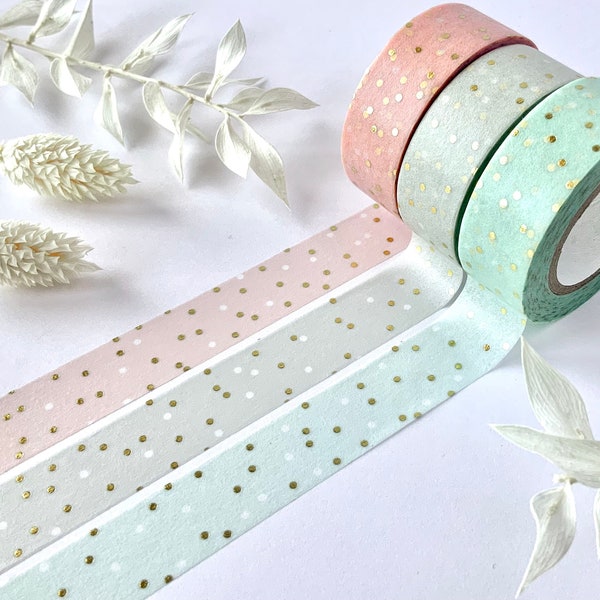 Washi Tape Samples - Pastellfarben mit goldenen Punkten - Rico Design / Paper Poetry