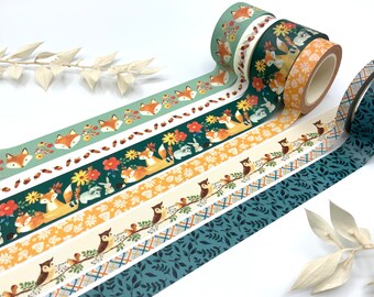 Washi Tape Samples - Wald - Tiere - Blätter - Füchse- aus Amerika