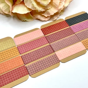 Washi Tape Sample Karten - Karo Muster - geometrisch - minimalistisch - gelb - rot - rosa