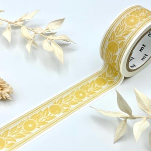 Washi Tape Samples - gelbe Bordüre / Ranke mit Blumen und Obst (Morris & Co orange border)