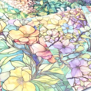 Washi Tape Sticker - große Aufkleber - Buntglas - Blumen - Holografisch - Effekte - Natur