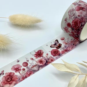 Washi Tape Samples - Rosa Blumen und Schmetterlinge