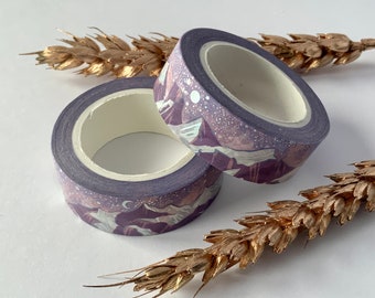 Washi Tape mit Bergen und Sternenhimmel - ganze Rolle 10 Meter - 1,5 cm Breite - Holo