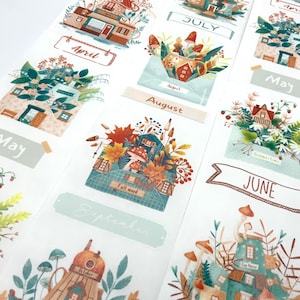 Washi Tape Samples auf Trägerpapier - The Washi Tape Shop - Kalender - Monate mit Häusern