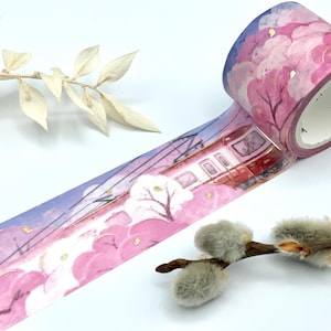 Washi Tape Samples - Kirschblüten - Wald - Landschaft - Zug -  von BGM mit goldenen Details