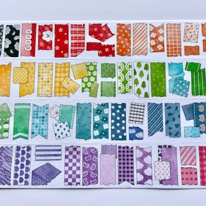 Washi Tape Sample auf Trägerpapier - Washi Tape Abschnitte - bunt / Regenbogen