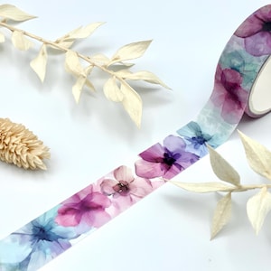 Washi Tape Samples - Blumen in Aquarelloptik - blau / lila