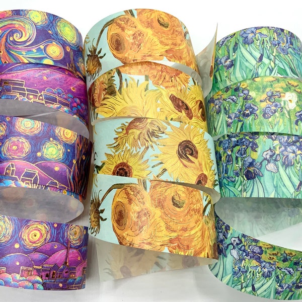 Washi Tape Sample auf Trägerpapier - The Washi Tape Shop - Van Gogh - Blumen - Iris - Sonnenblumen