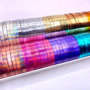 Washi Tape *ganze Rollen* mit metallic und holo Effekten - dünn - Folia - verschiedene Farben