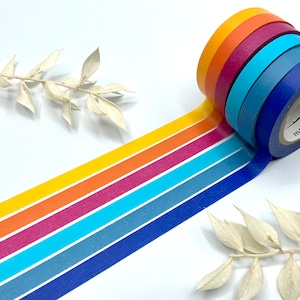 Washi Tape Samples - Unifarben Sonnenuntergang - gelb / orange / pink / blau - dünne Tapes von mt