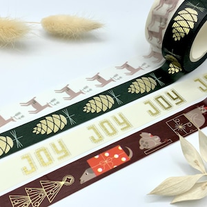 Washi Tape Sample Karten - Weihnachten / Winter Motive - Rico Design / Paper Poetry - Tannenzapfen - Rentiere - Joy
