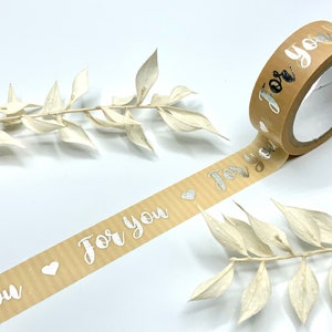 Washi Tapes von Folia - For You - Schrift - Geschenk - Dekoration - Silber - Metallic - 5 Meter pro Rolle