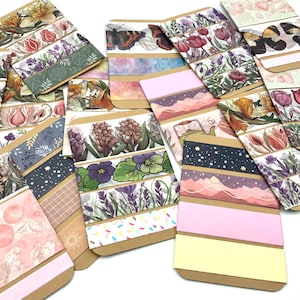 Washi Tape Sample Karten - riesige Auswahl - verschiedene Motive - Muster - Tiere - Blumen - Gold - Landschaft - Frühling
