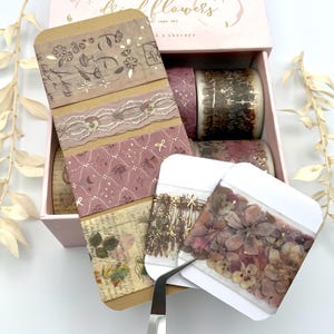 Washi Tape Samples - Notebook Therapy - Dried Flowers - Vintage - Floral - Goldene Details