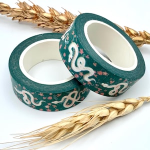 Washi Tape in Aquarelloptik - ganze Rolle 10 Meter - 1,5 cm Breite - Weiße Schlangen