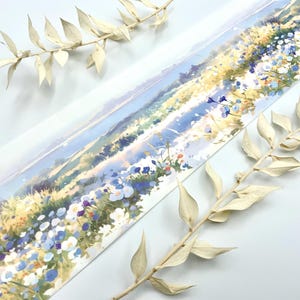 Washi Tape Sample auf Trägerpapier - Blumenwiese Blau