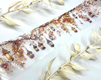 Washi Tape Samples / transparentes Klebeband / PET Tape auf Trägerfolie - Laternen / Girlande mit Blättern und holografischen Details