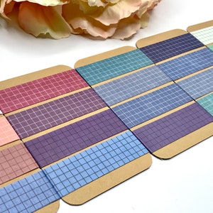 Washi Tape Sample Karten - Karo Muster - geometrisch - minimalistisch - blau / lila / türkis