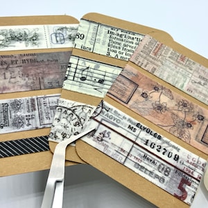 Washi Tape Sample Karten - Vintage - Schrift - Blumen - Noten