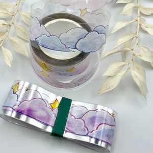 Washi Tape Samples / transparentes Klebeband / PET Tape auf Trägerfolie Sterne / Vorhänge / Bordüre und Wolken pastell Bild 4