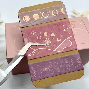 Washi Tape Samples Notebook Therapy Moonlit Blush Kupferfarbene Details Mond Sterne Weltraum Kristalle Teil B - 3 x 50cm