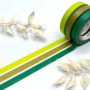 Washi Tape Samples - 3x Unifarben grün - dünne Tapes von mt
