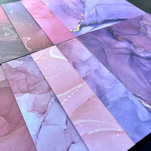Bastelpapier von Craft Consortium - Alcohol Ink - 10 Stück - 15 x 15 cm - Lila / Rosa / Pink