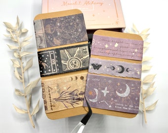 Washi Tape Samples - Notebook Therapy - Moonlit Alchemy - Vintage - Copper Details Butterflies - Moon - Space