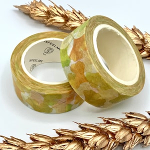Washi Tape in Aquarelloptik - ganze Rolle 7 Meter oder 5 Meter - 1,5 cm Breite - Ginko